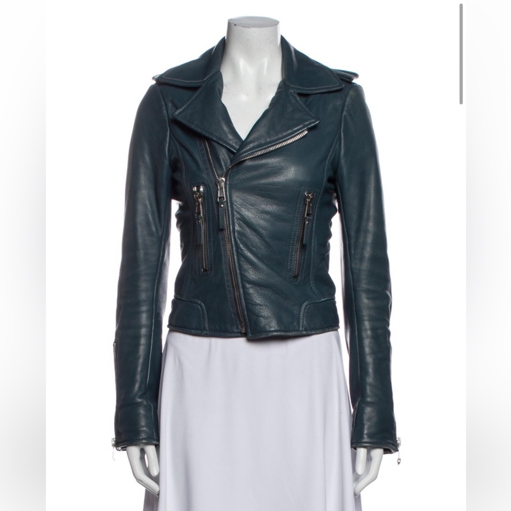 Balenciaga Dark Teal Leather Jacket